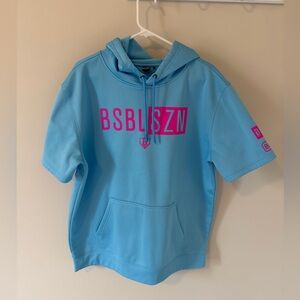 Baseball Lifestyle 101 Men’s Size Large Short Sleeve Hoodie Blue Pink Pullover
